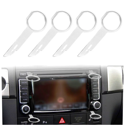 BSAMZO Universal Pin Stereo Hooks Tools Car Radio Removal Tool Key DIN Release Keys Set Compatible with Audi, VW Volkswagen, Mercedes Benz, BMW (4PCS)