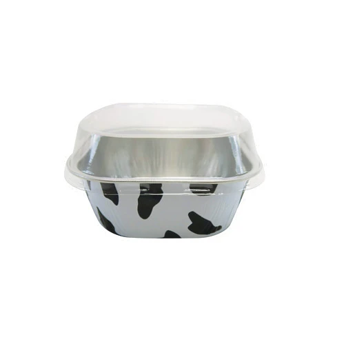 KitchenDance.com KitchenDance 4 Inch Baking Pan with Snap-On Lid - 8 oz. Square Colored Aluminum Pan - Oven, Freezer, Microwave Safe - Ideal for Catering, Restaurants, Bakeries, Home Kitchens - A6 (100, Cow Print)