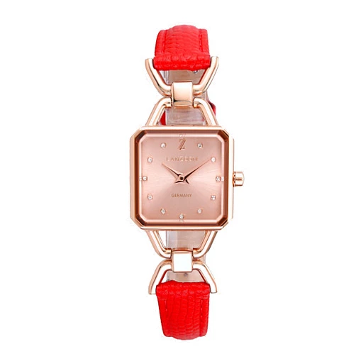 LANZOOM Women's Quartz Watch, Elegant Crystal Gradation Square Dial,Stainless case, 3ATM Water Resistance
