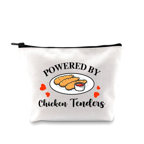 G2TUP Funny Chicken Tenders Gift Powered by Chicken Tenders Makeup Bag Chicken Tenders Lover Cosmetic Bag Funny Foodie Gift (Chicken Tenders MB)