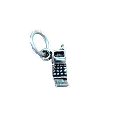 Generic Tiny Sterling Silver 7X10Mm Cell Phone Telephone Charm Decoration Accessories Pendant Charm For Making Bracelets Necklace Earrings Jewelry DIY
