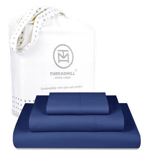 Threadmill Luxury 800 Thread Count 100% Cotton Sheets - Sateen Weave Twin XL Bed-Sheets, Better Than Egyptian Cotton,3 Pc Solid Soft Bedding Set (Folkstone Blue), Fits 15