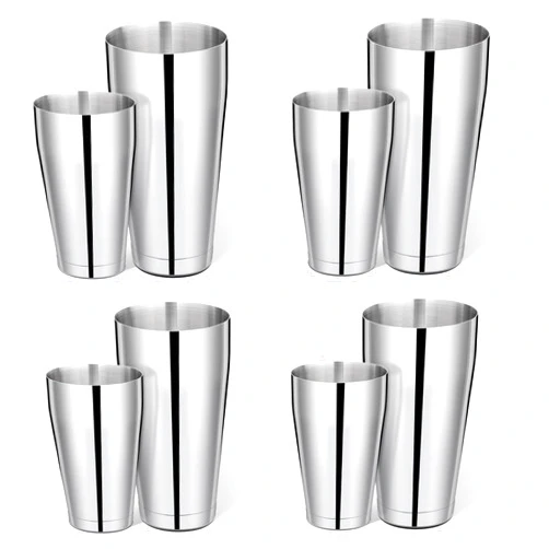 Mwellewm 8 Pcs Cocktail Shaker Boston Shaker Set Professional Bartender Kit Bar Shaker Stainless Steel Drink Shaker Bartending Martini Shaker Tin with 18oz & 28oz Mixed Alcohol Shaker Tool for Beginner(Silver)