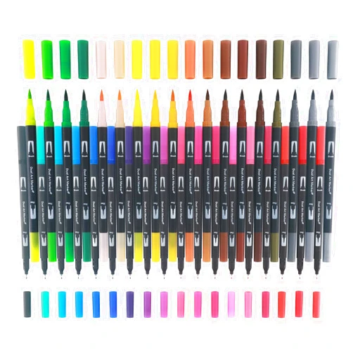 CANVASTRA Markers for Adult Coloring Books No Bleeding, Set of 36 Colors, Coloring Pens for Adults, Dual Brush Marker Pens with Fine & Brush Tips, Art Supplies for Drawing, Calligraphy, Sketching and Doodling.