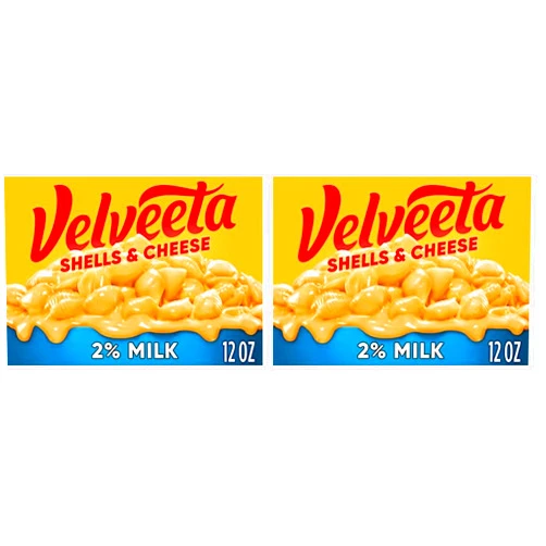 Velveeta Shells & Cheese Pasta with Cheese Sauce & 2% Milk Cheese Meal (12 oz Box) (Pack of 2)