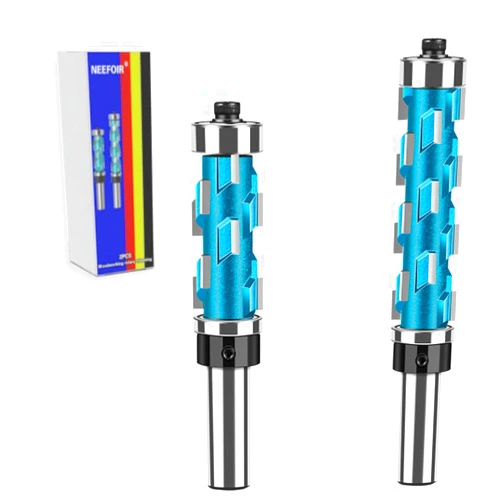 Neefoir Flush Trimming Bit Flush Trim Router Bit Set 1/2 Inch Shank Top Bearing Flush Trim Router Bit (2 PCS)