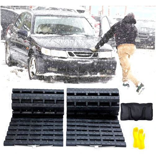 JOJOMARK Tire Traction Mat, Recovery Track Portable Emergency Devices for Pickups Snow, Ice, Mud, and Sand Used to Cars, Trucks, Van or Fleet Vehicle (2pcs*39in)