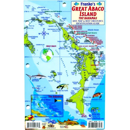 Franko Maps Great Abaco the Bahamas Mini-map & Reef Creatures Identification Guide - Fish ID