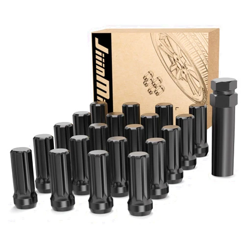 JiiinMiiin 20PCS 1/2x20 Lug Nuts Black with 7 Spline Tuner, 1/2
