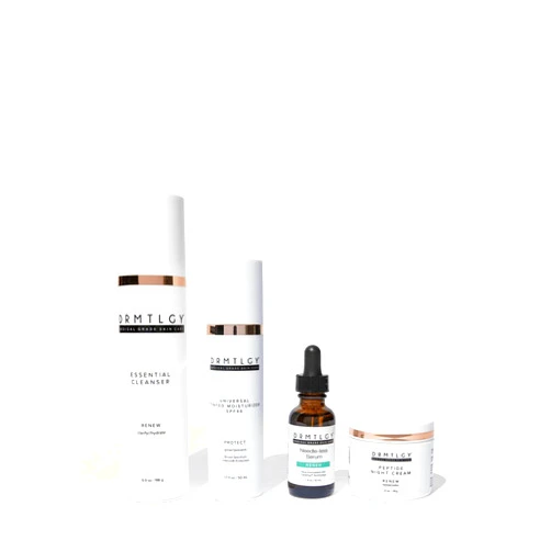 DRMTLGY Hydration Superstars Kit: Needle-less Serum, Peptide Night Cream, Tinted Moisturizer & Essential Facial Cleanser