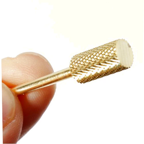 Beauticom Follsy Electric Cylindrical Nail Drill Bit Gold Carbide Nail File Drill Bits & Blue Headband