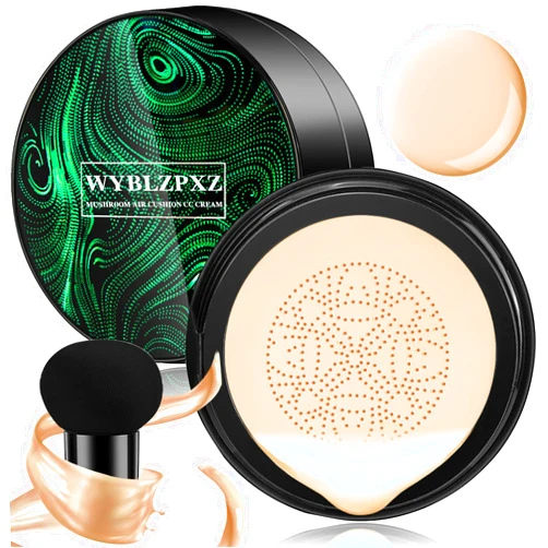 WYBLZPXZ Mushroom Head Air Cushion CC Cream BB Cream Cushion Foundation Moisturizing Full Coverage Foundation Concealer Lasting Foundation Makeup Even Makeup Base Primer（Ivory）