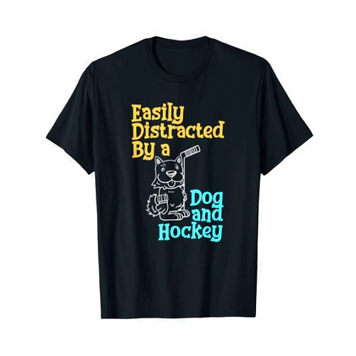 BoredKoalas Ice Hockey Dog And Hockey Funny Puck Stick Ice Skating Sport Lover Gift T-Shirt