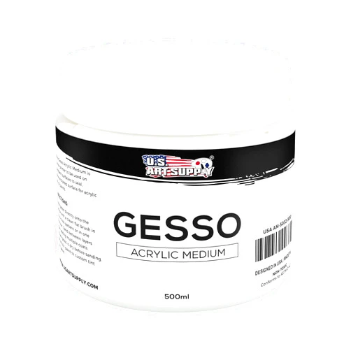 U.S. Art Supply White Gesso Primer for Acrylic Painting - 16.9oz (500ml) Acrylic Gesso Primer for Oil & Acrylic Paint, Non-Toxic Canvas Primer Superior Coverage - Blendable White Gesso Paint Artists