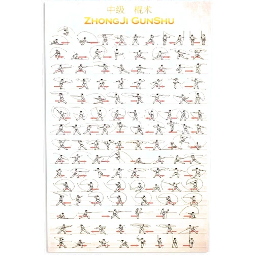ZKOPAVS Intermediate Stick Fighting - Chinese Traditional Martial Arts , Knowledge Posters Unframed Home Decor, Minimalist Style Canvas Wall Poster 20 X 25 Cm Ideal For Martial Arts Enthusiasts Wall Decor
