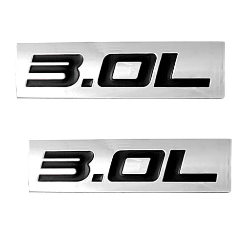 Generic OnlyYou.X 3.0L Emblem 3.0 L Badge 3.0L Decal 3.0 L Sticker for Universal Pickup and Car 2 Pieces Metal Black Chrome
