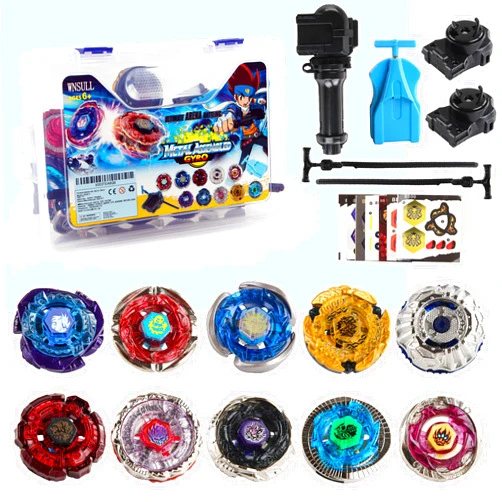 WNSULL Bey Battling Tops Burst Set with Portable Box-10 Pack Metal Fusion Gyro with 3 Launcher and 1 Grip-Toy Gift for Boys Kids Ages 6 7 8 9 10 11 12 years old