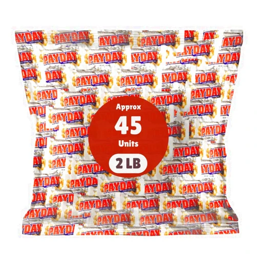 Pisoka Pay-Day Peanut Caramel Bars - Fun Size Candy Bar - Approx 40 Peanut Caramel Bars (2 LB)