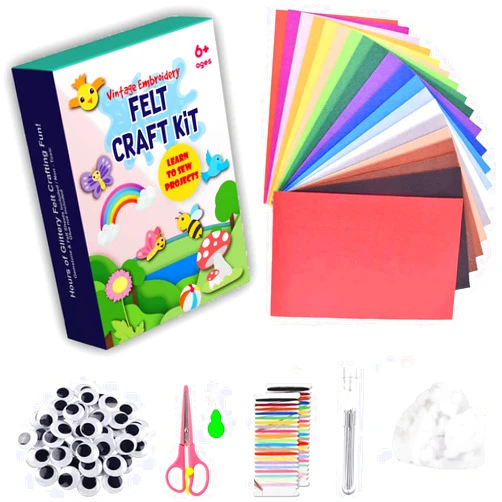 VINTAGE EMBROIDERY V.E. Felt 𝑭𝒂𝒃𝒓𝒊𝒄 𝑺𝒉𝒆𝒆𝒕𝒔 𝑲𝒊𝒕𝒔 for Crafts, 8x12inches Set of 20 Felt Pack Assorted Colors, Stiff Felt Fabric for Creating Toys, Home Decor, Sewing and School Projects