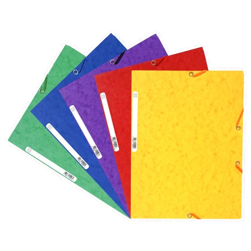 Exacompta - Ref 55515E - Europa Collection - Elasticated 3-Flap Folders - Suitable for A4 Documents, 400gsm Glossy Card - Assorted Colours (Pack of 10)