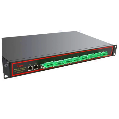 Diewu 1Ux19inch 8-Ports Industrial Serial Device Server Dual 10/100Mbps Port Rj45 to RS232/RS485/RS422 Support Auto-MDI/MDIX