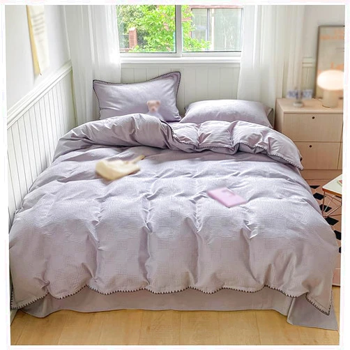TiLtd Duvet Cover Bed Set - Ultra Soft Brushed Microfiber- Lightweight Microfiber Bedspread,Modern Style Pattern Coverlet for All Season (1.5m Bed Sheet Four-Piece Set,003)