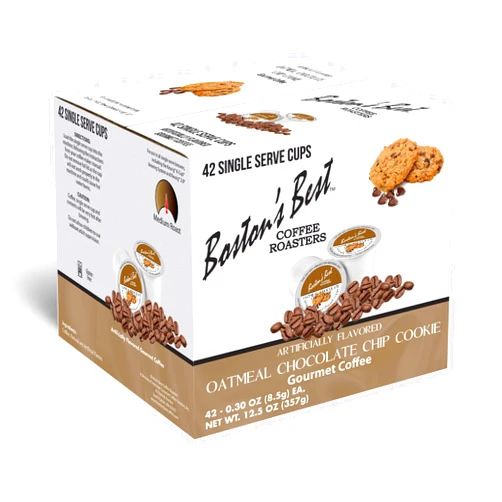 Bostons Best Boston’s Best Coffee - Oatmeal Chocolate Chip Cookie Flavored Coffee Blend, Dessert Gourmet Coffee Compatible with Keurig® Coffee Maker, 1 Count (42 Single Serve Medium Roast Coffee Cups)