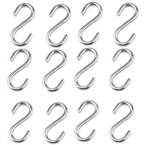 JY-MARINE S Hooks 316 Stainless Steel Marine Grade Heavy Duty S Shaped Hooks Metal Hooks for Hanging Hammock Stand Swing Plants Utility Hooks 30mm Long 3mm Thickness,12pieces