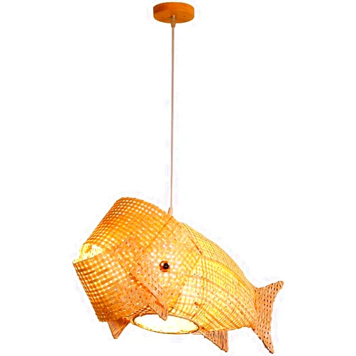 Generic Fish Chandelier丨China Handmade Rattan Natural Wicker Dining Room Ceiling Light丨Creative Personalised Japanese Chandelier Pendant Light,Chandelier Lamps