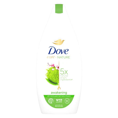 Dove Unilever Dove Care By Nature Awakening Shower Gel, Body wash with Green Tea and Flowers Extract, Natural Origin Ingredients, Clean, Soften, Hydrate Skin, Plant-Based Moisturizers 400ml (13.5 fl oz)