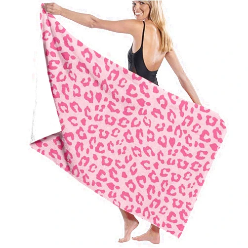 TIETIE Luxury Hotel & Spa Pink Cheetah Leopard Bath Towel Soft Oversized Ultra Absorbent Quick Dry Beach Towel