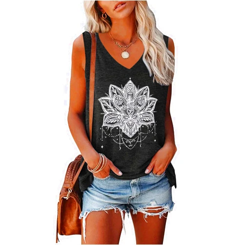 ETCYY Womens Summer Tops Sexy Tie Dye V Neck Tank Top Loose Fit Cute Printed Workout Sleeveless T Shirts