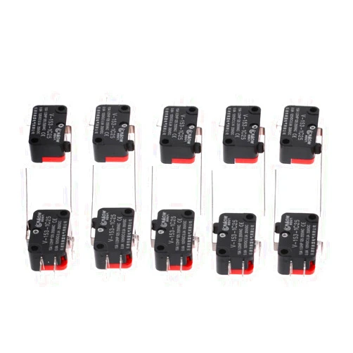 BEIDUOYANG 10pcs V-153-1C25 Limit Switches Long Straight Hinge Lever Type SPDT Micro Switch Push Button Switch On Off Waterproof Momentary Led Control Lever Handle Start Stop Tactile Dimmer Detector