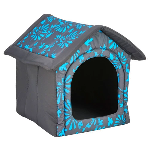 DOGGY Hobbydog Dog House, Size 3, Blue with Flower