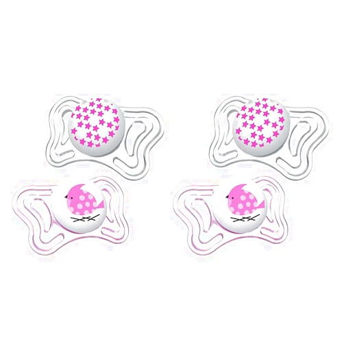 Chicco PhysioForma Light Day & Night Including Glow in Dark Pacifier for Babies 0-6m, Pink, Orthodontic Nipple, BPA-Free, 2-Count in Sterilizing Case (Pack of 2)