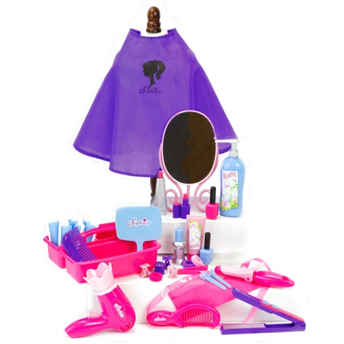 Sophia's Hair Salon Complete 30 Piece Set with Styling Tools, Hair Ties, Brush, Mirror, Blow Dryer, Salon Cape and More for 18