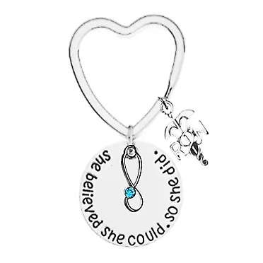 Infinity Collection Nurse Graduation Keychain, Custom Nursing Jewelry, She Believed She Could So She Did Nurse Gift - Nursing Graduation Gift, RN Stethoscope Keychain