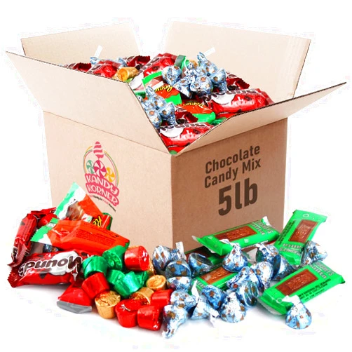 Kandy Korner Chocolate Mix Candy Bulk Assortment for Delightful Treats, Kandy Korner's Chocolate Mix Individually Wrapped Hershey's Chocolates, 5lb Peanut Butter Cups, Kisses, & Mounds Dark Chocolate