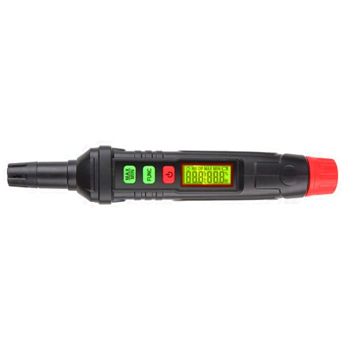 Intendvision Portable Thermo-Hygrometer 4-in-1 Digital Psychrometer Mini Temperature Humidity Meter Pen Type Home Greenhouse Indoor Hygrometer with Dew Point & Wet Bulb Temperature, Max/Min, Backlight LCD Display