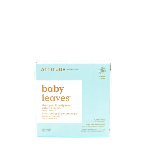 ATTITUDE Baby Plastic-Free Shampoo and Body Soap Bar, EWG Verified, Dermatologically Tested, Vegan, Good Night, 3 Ounces