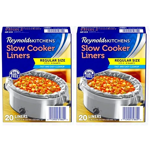 Reynolds Kitchens Slow Cooker Liners, Regular (Fits 3-8 Quarts), 20 Count (Pack of 2)