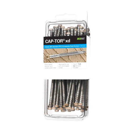 Starborn Industries Starborn Cap-Tor xd Screws for PVC & Composite Decking - 100 Count - Gray - 305 Stainless Steel - #10 X 2-1/2