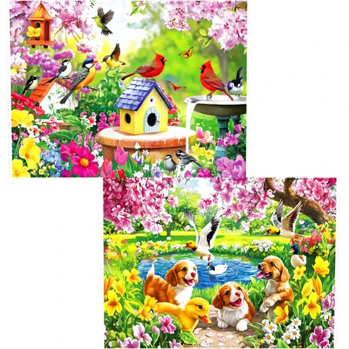 Najiaxiaowu 2 Pack 500 Piece Puzzle for Adults, Birds Dogs Jigsaw Puzzle for Adults Teens,Large Piece Puzzle,Glossy & Sturdy Pieces,Challenging Family Game Great Gift Idea,20.5x15 in