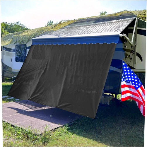 Dulepax RV Awning Shade Screen 8'X18'3'' Black Mesh RV Awning Screen Improves Shadow and Privacy,Universal Trailer Camper Awning Shade Screen 90% UV Block,RV Awning Sun Shade Screen with Complete Kits