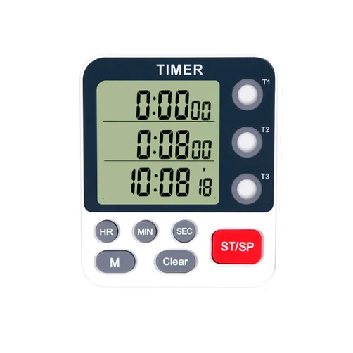 TPNEG Dual Kitchen Timer Digital - 3 Channel Timer for Cooking with Alarm, Large Display, Magnetic Back, Replaceable 3A Battery, Loud Food Timer, Modern White Design for Multi Timing Needs