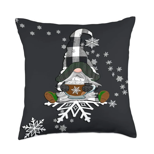 CuteN' Sassy Custom Designs Wintertime Snowflakes Gnome Throw Pillow, 18x18, Multicolor