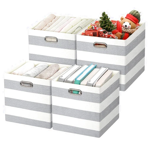 Posprica 3X Thicker Storage Bins Storage Cubes, 13×13 Fabric Storage Boxes Foldable Baskets Containers Drawers for Nurseries,Offices,Closets,Home Décor