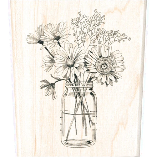 Inkadinkado Floral Mason Jar Mounted Rubber Stamp for Card Making and Scrapbooking, 3.5'' x 4''