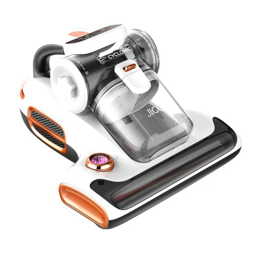 JIGOO Mattress Vacuum Cleaner with UV-C Light, 15Kpa Suction 700W Powerful Double-Cup Handheld Vacuums, Bed Vacuum Cleaner with Smart Dust Sensor, Ultrasonic & Heating Tech, HEPA Filter, T600, White