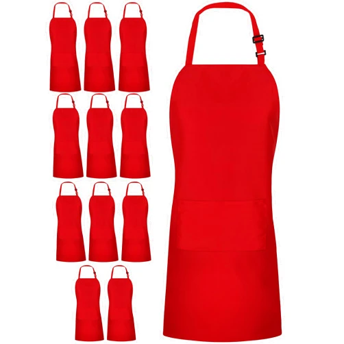 Utopia Kitchen 12 Pack Bib Apron Adjustable with 2 Pockets, Water and Oil Resistant, Cooking Kitchen Chef Apron for Women Men